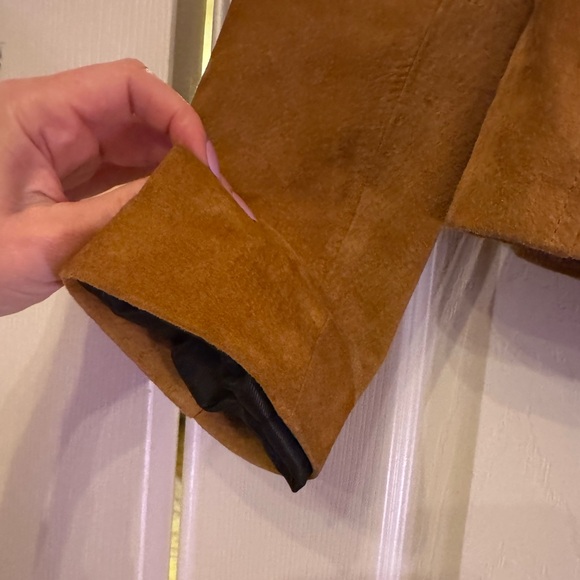 BAGATELLE NYC Camel Tan Genuine Suede Leather Motorcycle Jacket - size small - Picture 11 of 16